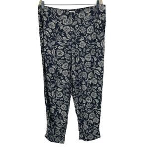 Jessica Simpson Navy Blue Floral Print Wide Leg Pants Large
